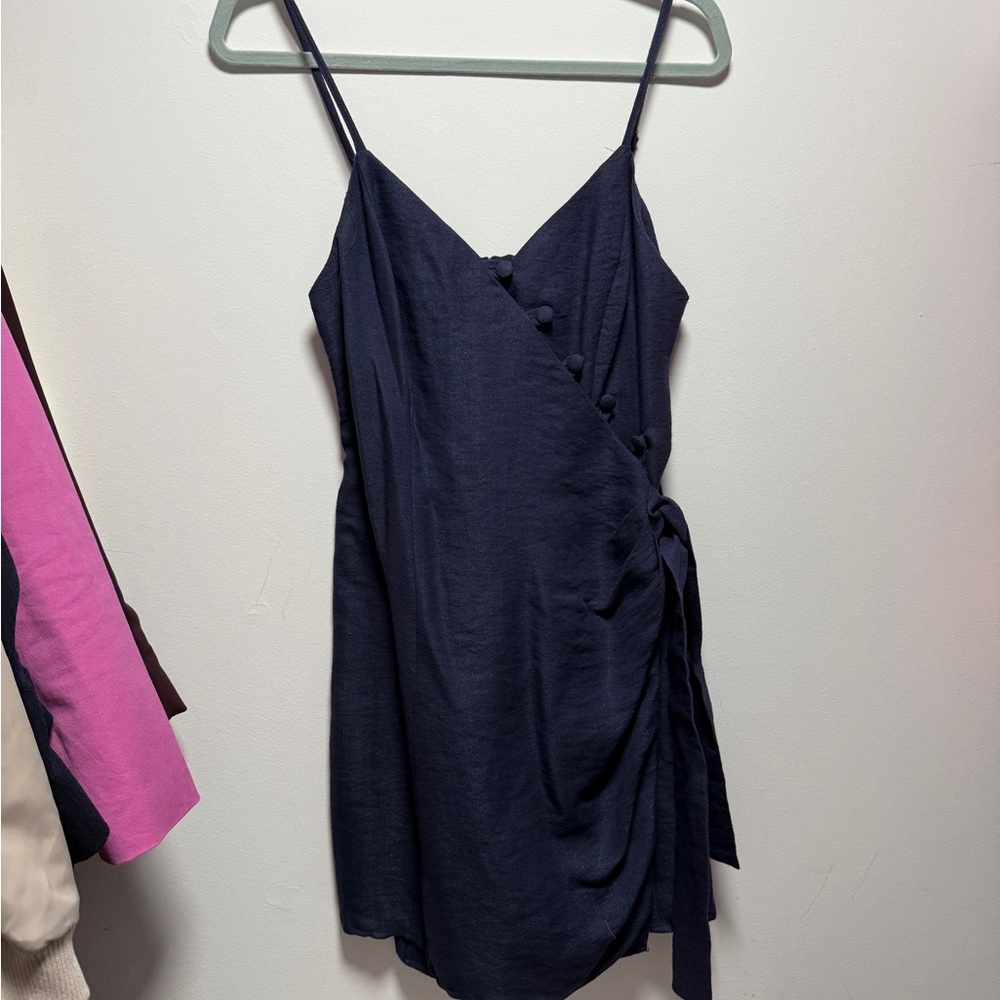 Aqua Navy Wrap Dress